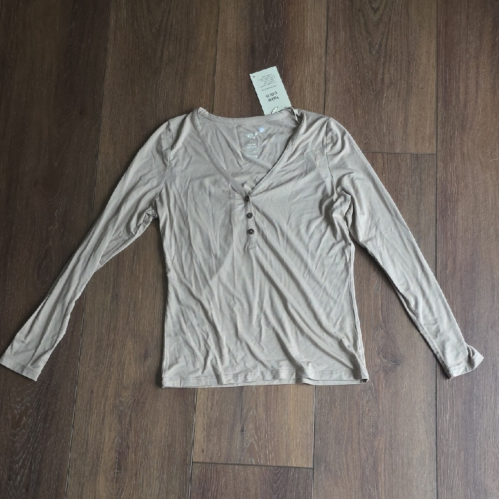 Kyte BabyKyte Baby Women's Long Sleeve Henley T-Shirt XS Almond